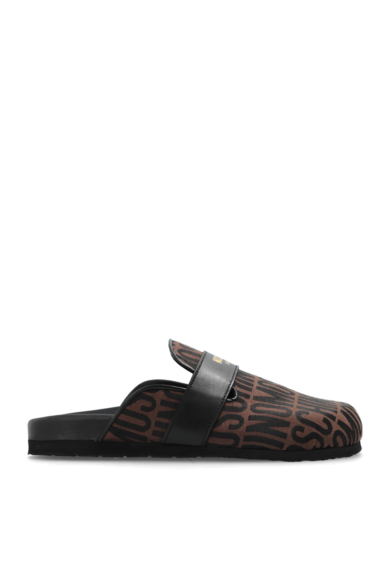 Moschino monogram discount leather slides